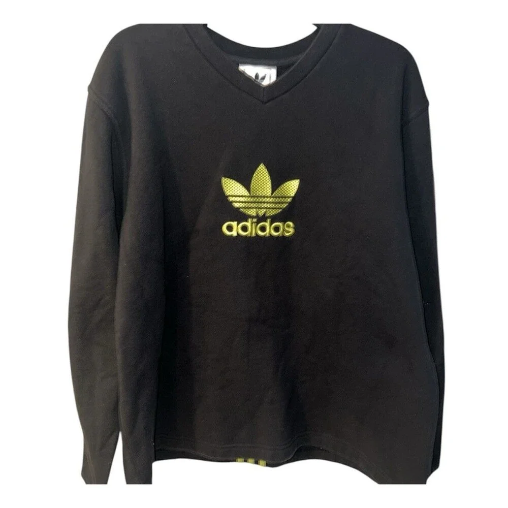 Adidas Sweatshirt XL Embroidered Trefoil Logo Crewneck Three Stripe Vintage Y2K